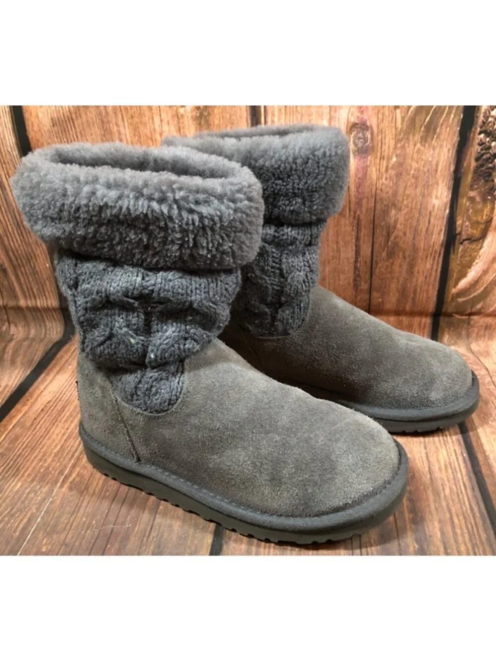 UGG Girls Kids 2 Juniper Confetti Charcoal Gray Boots 1013250K